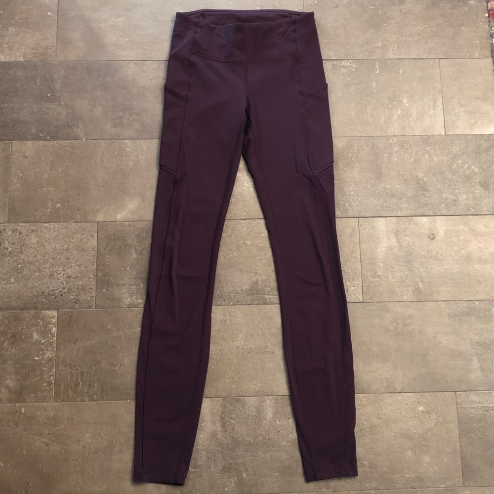 Maroon Lululemon Leggings with side pockets